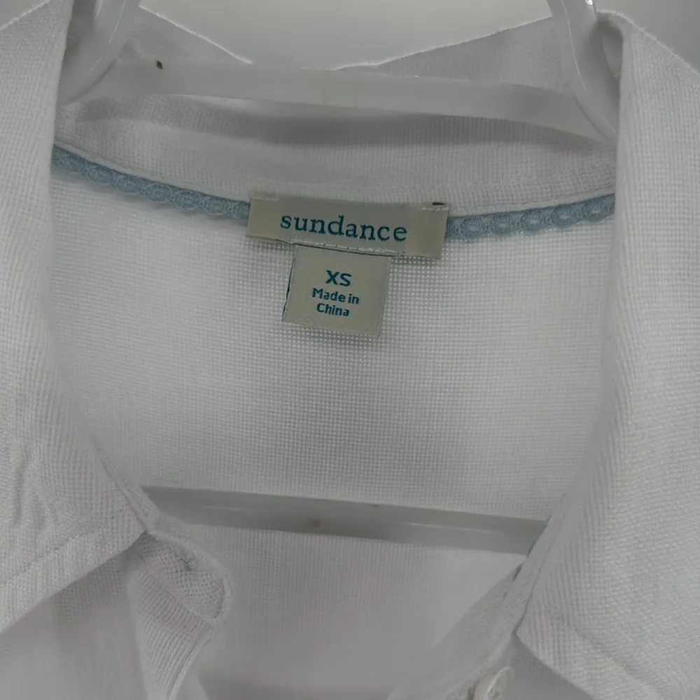 Sundance White cotton lightweight textured Button up Shirt Top xs casual minimal - Image 6