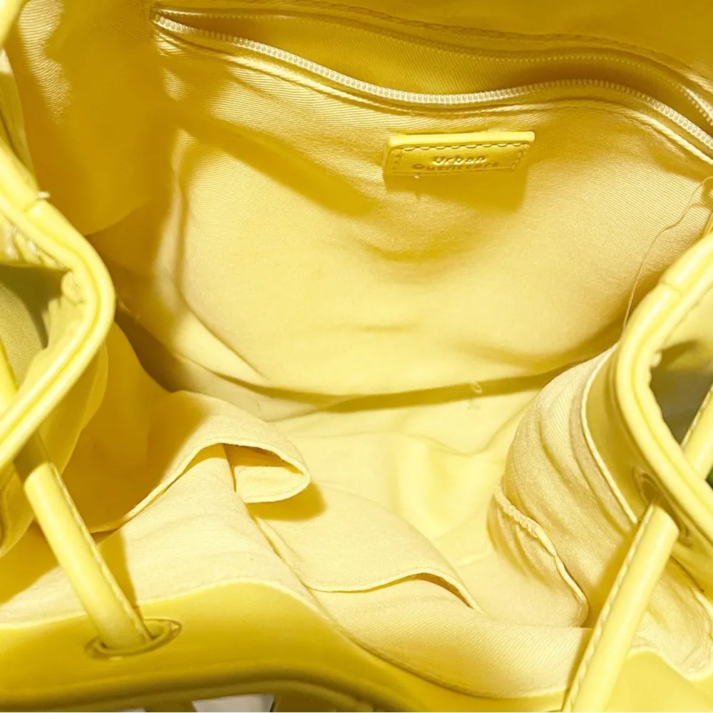 Urban Outfitters Light Yellow Faux Leather Turnlock Mini Backpack Pocketbook Bag - Image 4