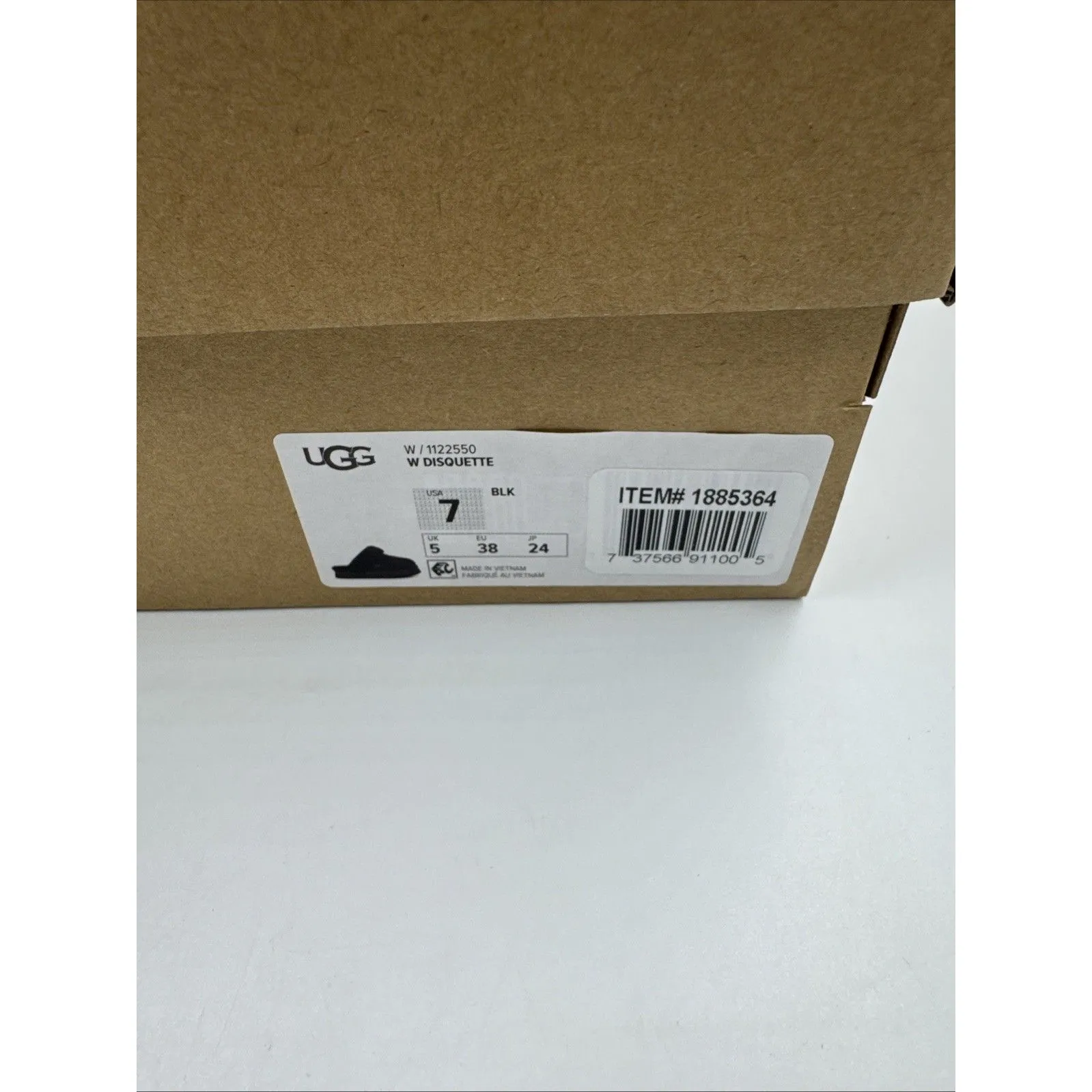 UGG Disquette Black Suede Fur Cuff Slide Platform Slipper Shoes Size 7 Women New - Image 15