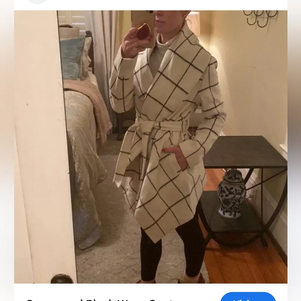 ChicWish Prairie Grid Cape in Off-White and Black | Small - Image 3