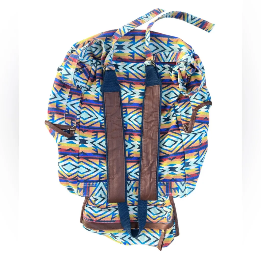 Black Poppy Multicolor Bohemian Schoolbag Aztec Print‎ Backpack - Image 7