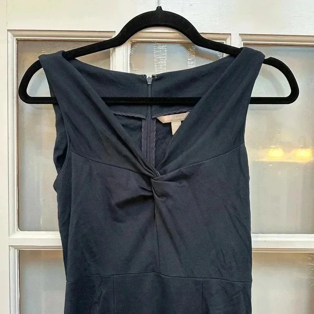 Banana Republic Navy Sleeveless Twist Front Midi Sheath Dress Size 00 Petite - Image 2