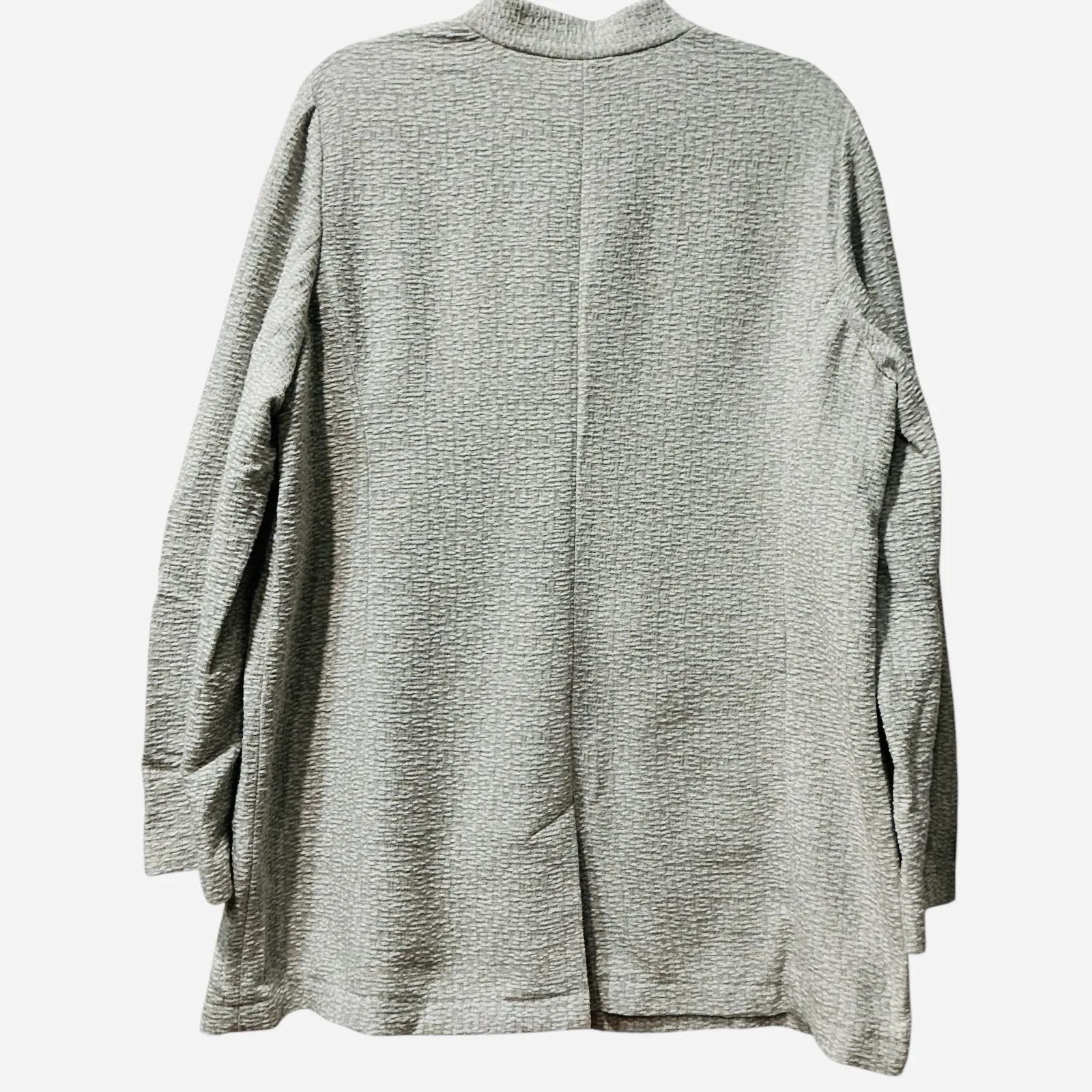 Eileen Fisher Dark Pearl Textural Cotton Tencel Stretch Stand Collar Jacket L - Image 3