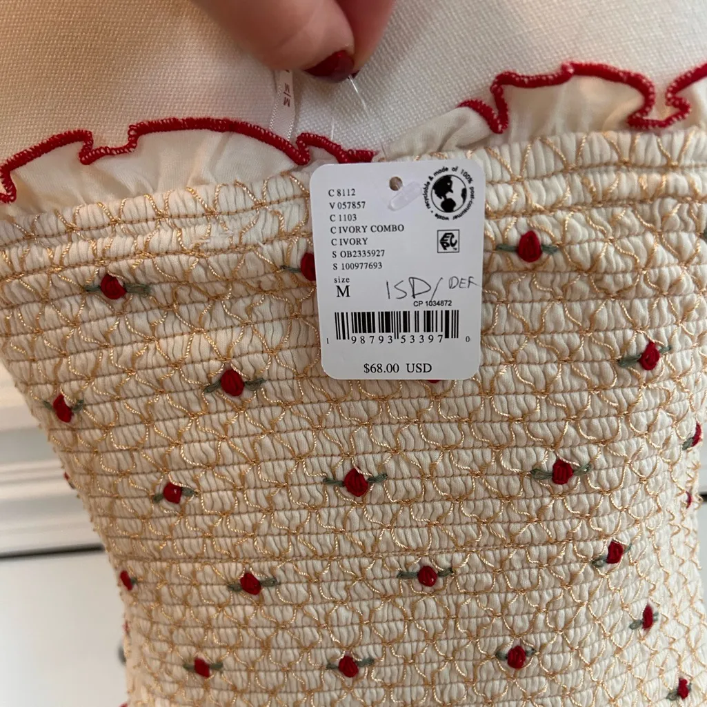 Free People Field Of Roses Smocked Tube Top Size Medium - Image 7