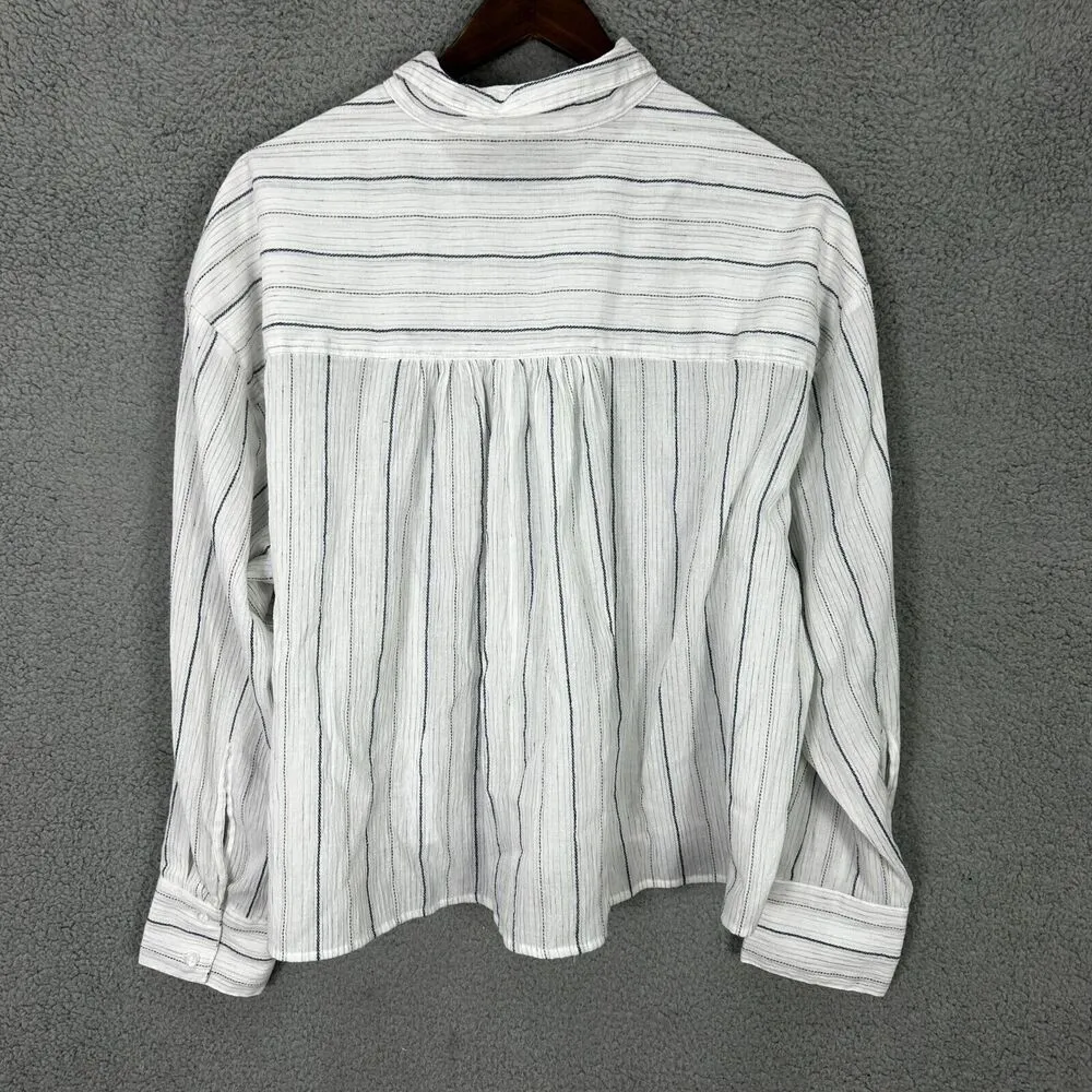 Lane Bryant Button Up Top Womens 20 White Striped Long sleeve Gauzy‎ Career Chic - Image 8