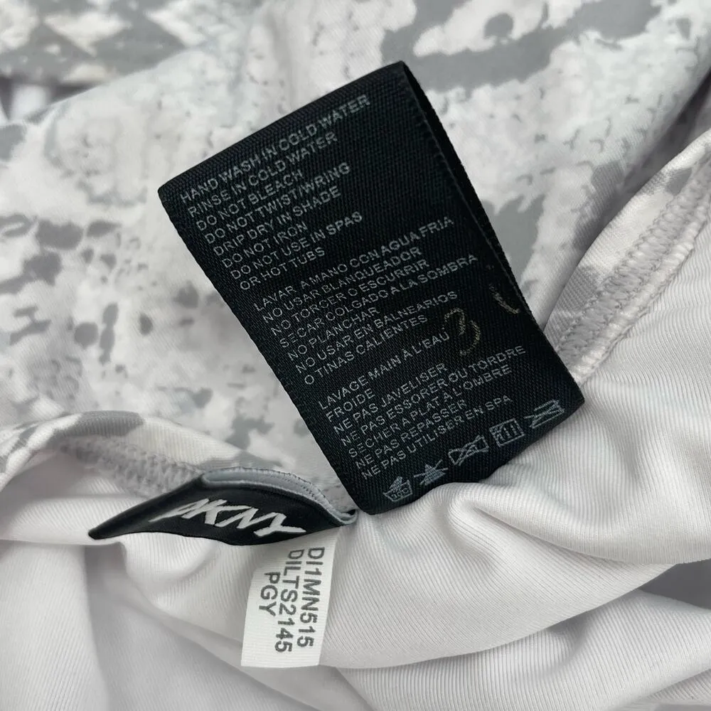 DKNY Swimsuit Size 8 One Piece NWT Gray White Scoop Back Twist Front Swim Beach - Image 15