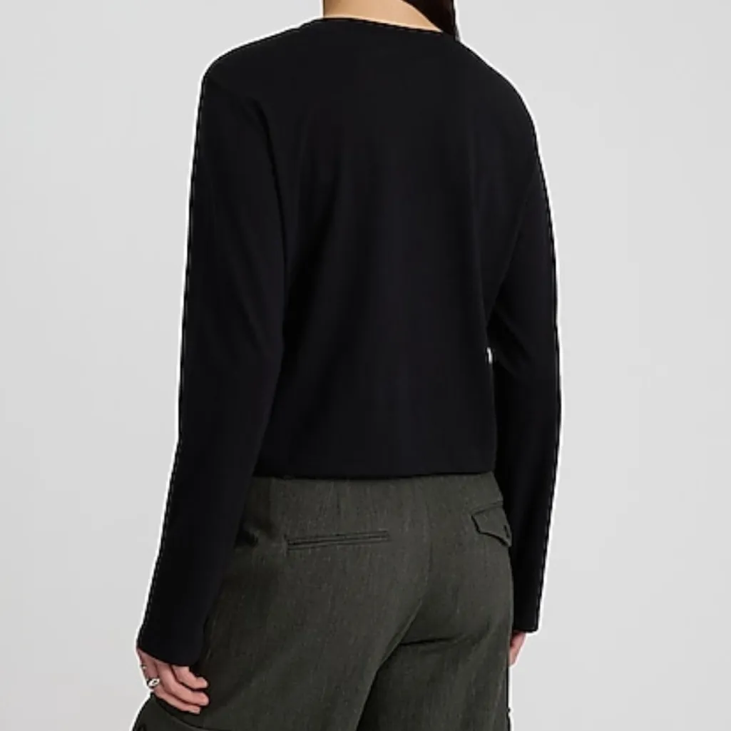 Express Cotton Crew Neck Long Sleeve Boyfriend Tee - Image 2