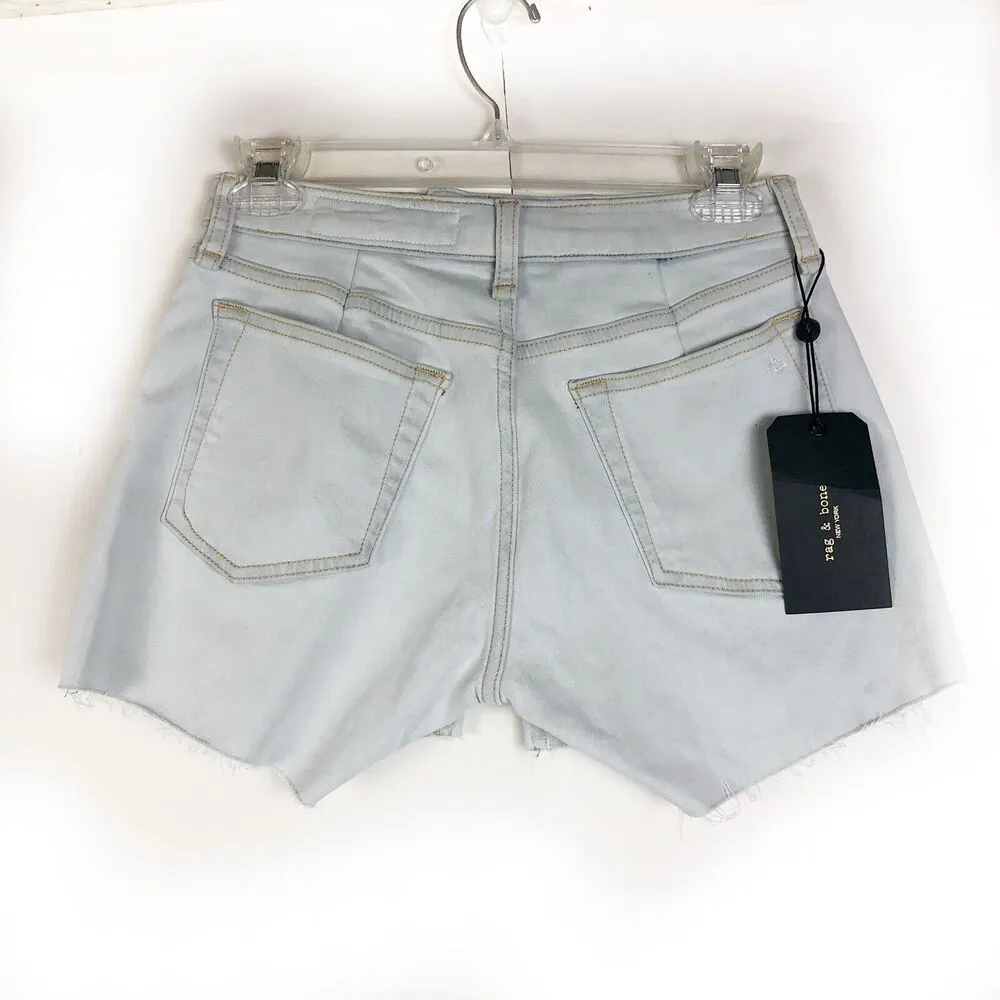 RAG & BONE Dre Low Rise Shorts Cut Of in Ditch Plains Light Wash Slim Fit Sz 24 - Image 5