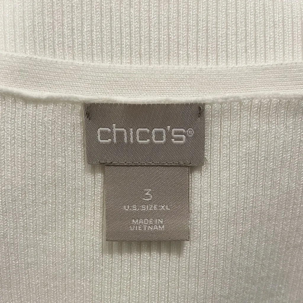 Chicos Ecru Off White Ribbed Sleeveless Scoop Neck Sweater Top NWT 3 XL Stretch - Image 6