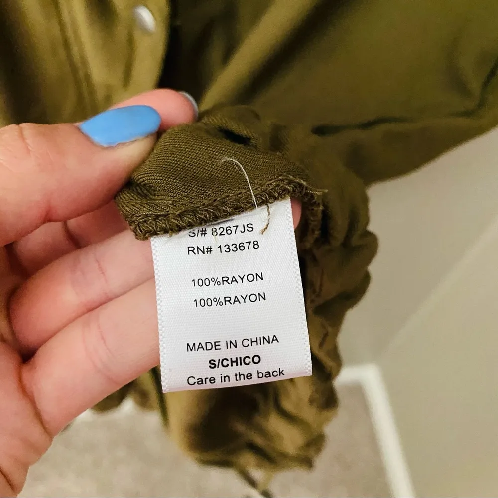 Love Tree Long Zip Up Jacket Green Sz Small - Image 6