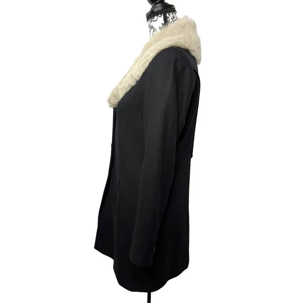 Jason Wu  Miss WU Pea Coat Real Fur Collar Wool Cashmere Black Womens Sz 2 - Image 6