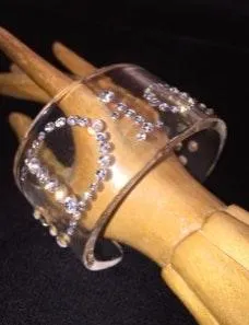 Christian Dior Vintage DIOR Black Lucite Swarovski Cuff  - Image 4