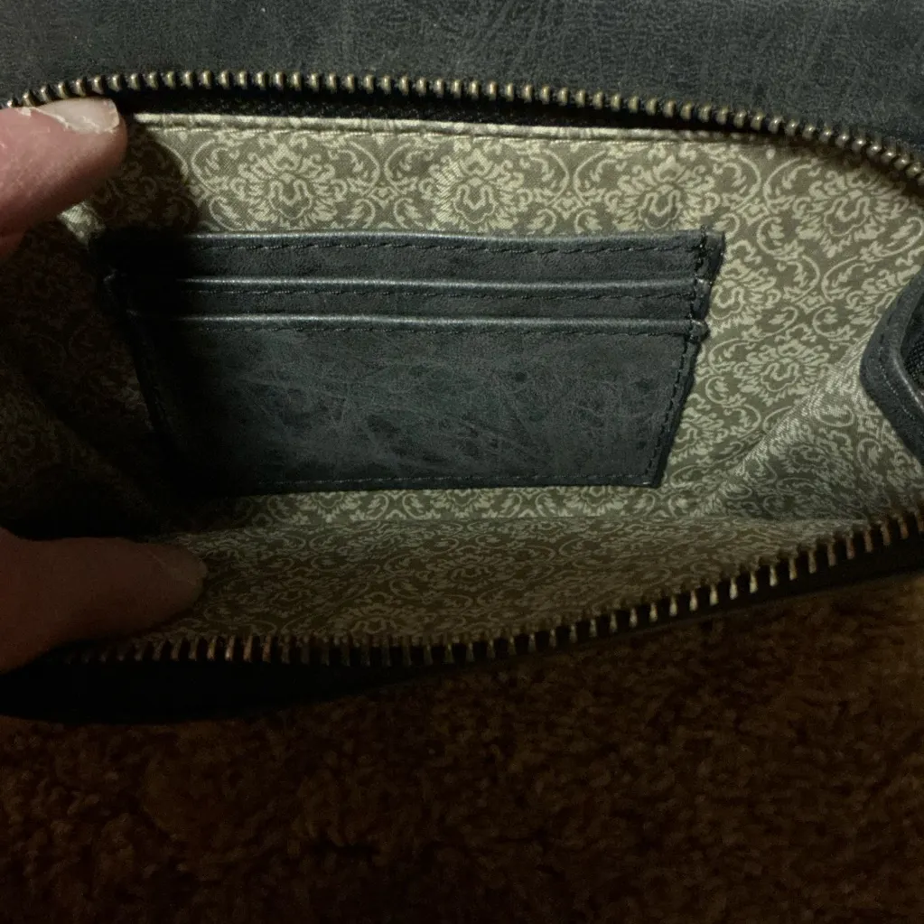 Joy Susan Black Vegan Leather Crossbody Purse with Wristlet Strap - Image 3