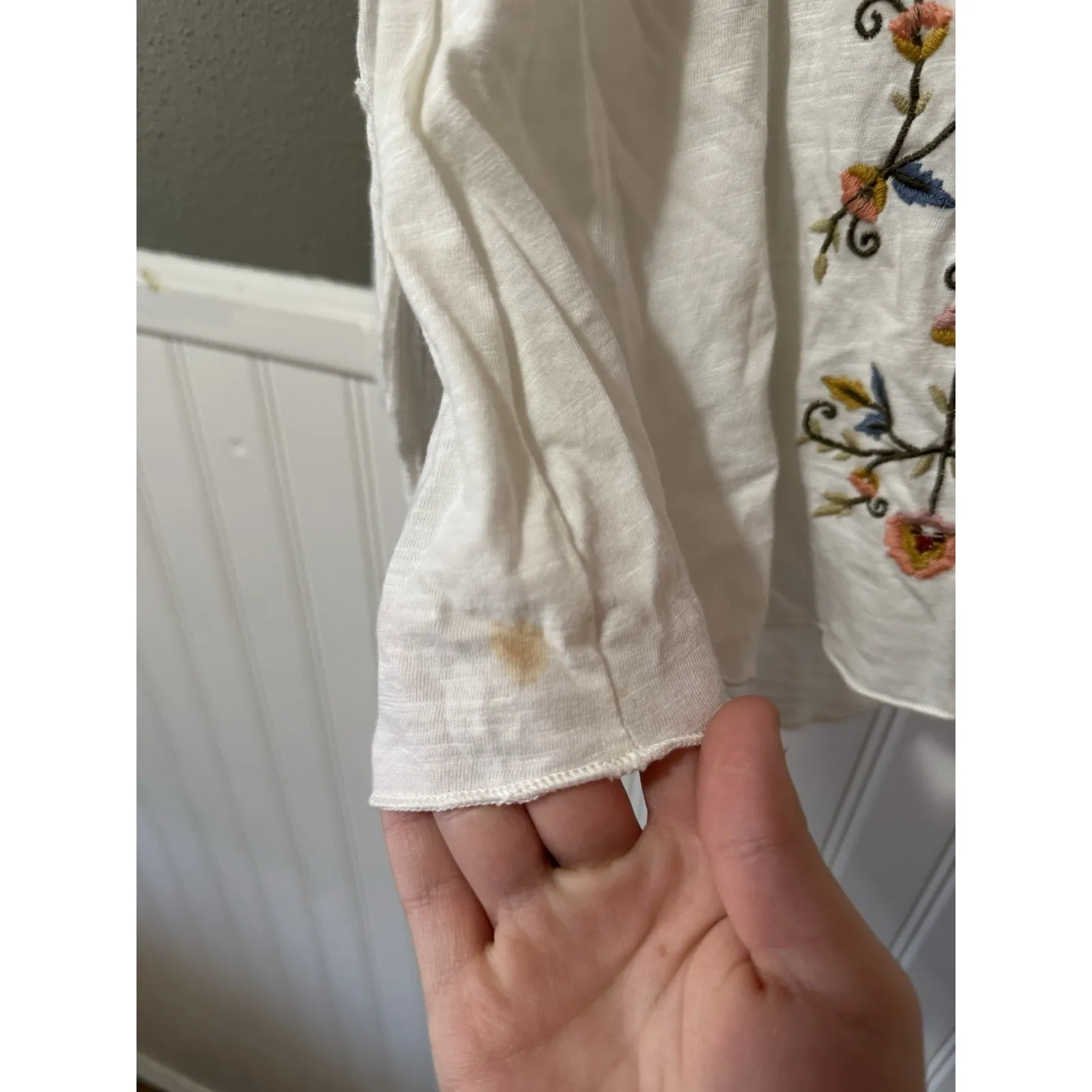 Sundance Women Size Small Long Sleeve Embroidered Shirt Cotton Linen Blend Boho - Image 11