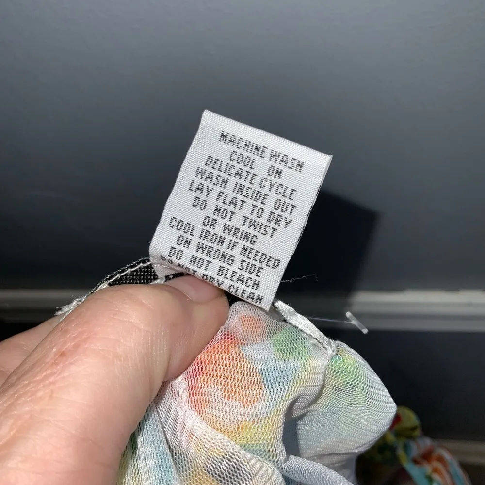 C.D. Petites Pastel Floral With Sequins Chiffon Shirred Top 3/4 Sleeves Sm NWT Yellow - Image 11