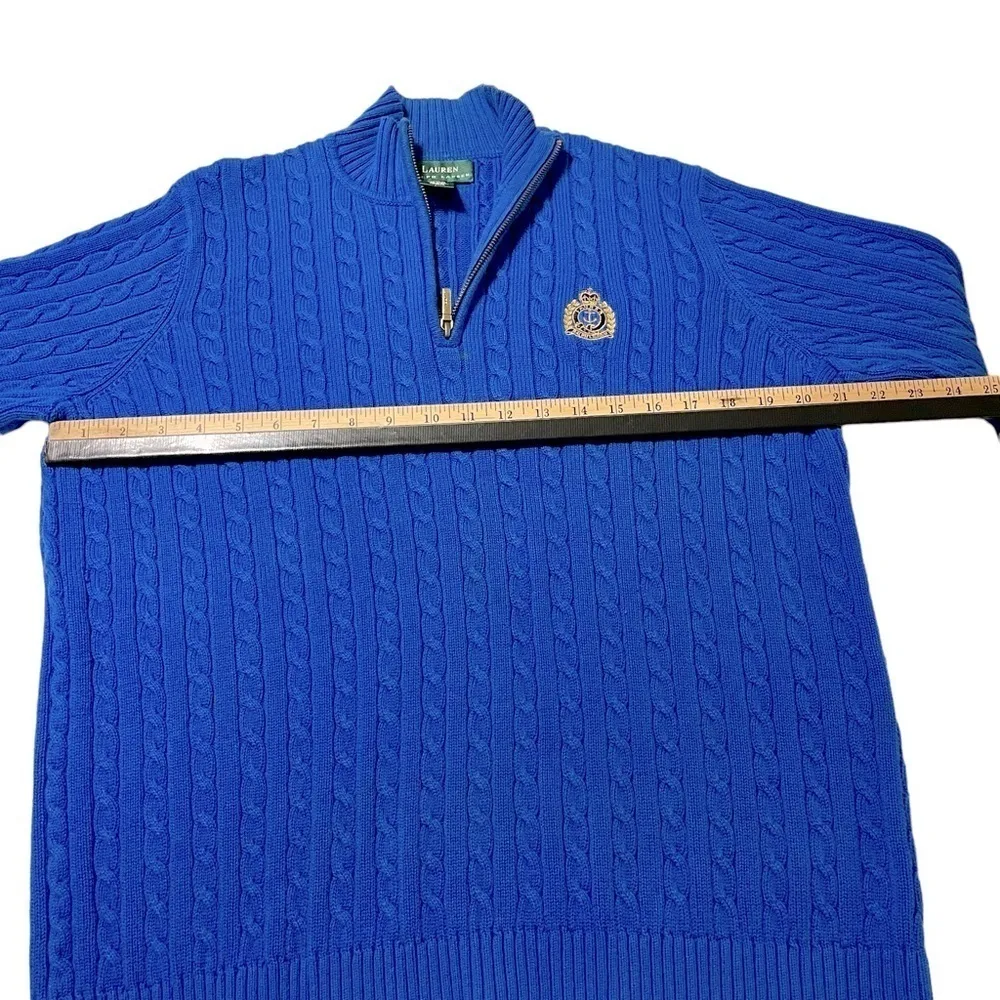 Vintage Y2K Ralph Lauren Gold Emblem Mockneck cable Knit Sweater size L - Image 8
