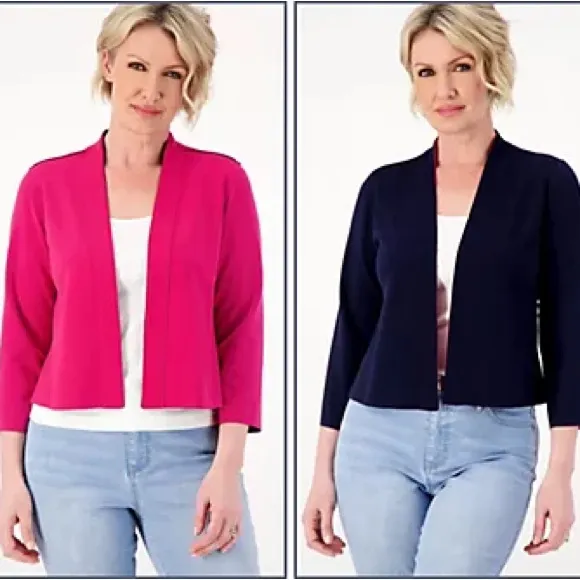 New
Susan Graver Every Day LK Fusion Reversible Crop Cardigan - Image 2