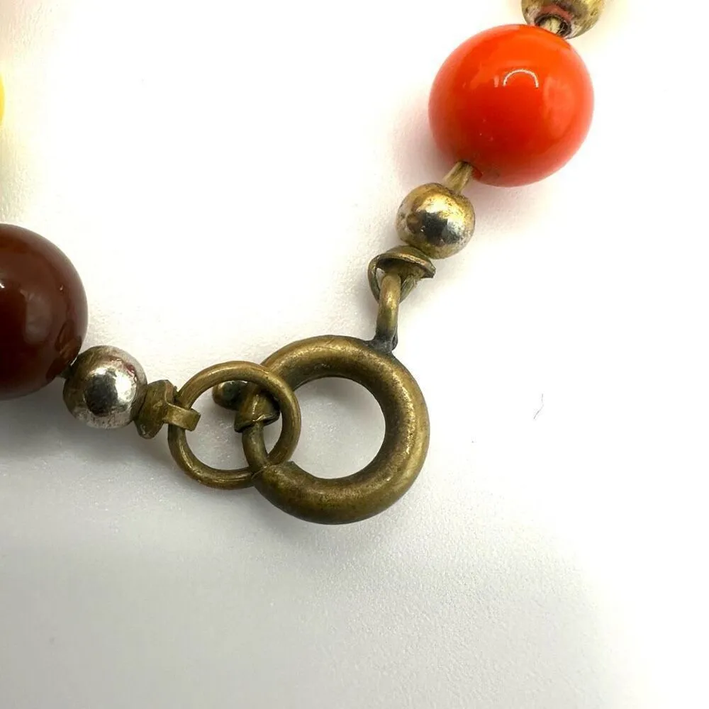 Orange and yellow beaded vintage necklace - Image 4