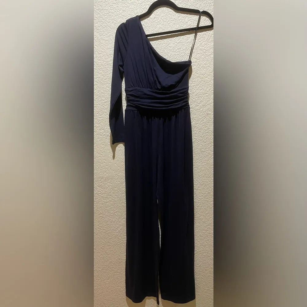 NEW Susana Monaco One Shoulder Long Sleeve Jumpsuit Midnight Navy Size S - Image 3