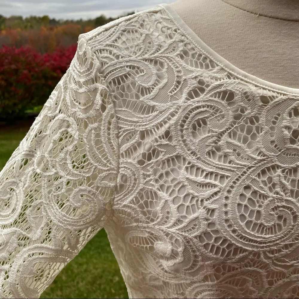 Adrianna Papell Ivory Knit Lace Blouse - Image 11