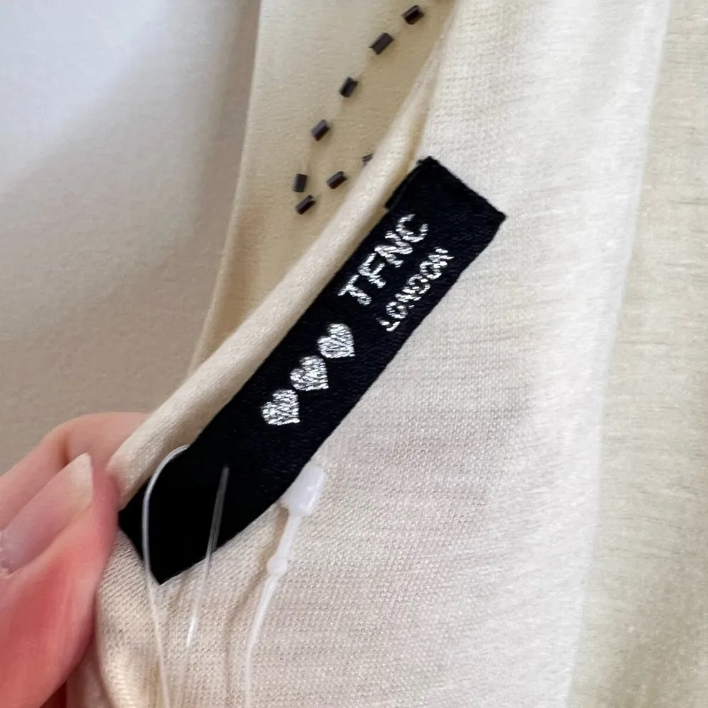 TFNC London Rubina Dress Woman’s Large Cream Beaded Floral Bodice Sleeveless - Image 11