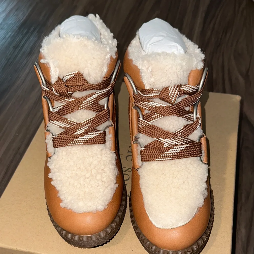 Gentle Souls Brown and Cream Ankle Booties - Image 2