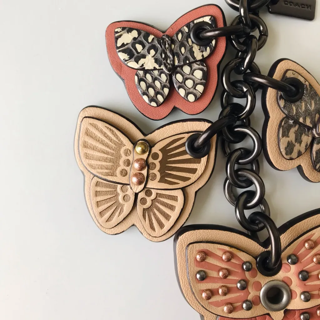 Coach Butterfly Leather Cluster Bag Charm With Snakeskin Patchwork, 72451 - Image 7