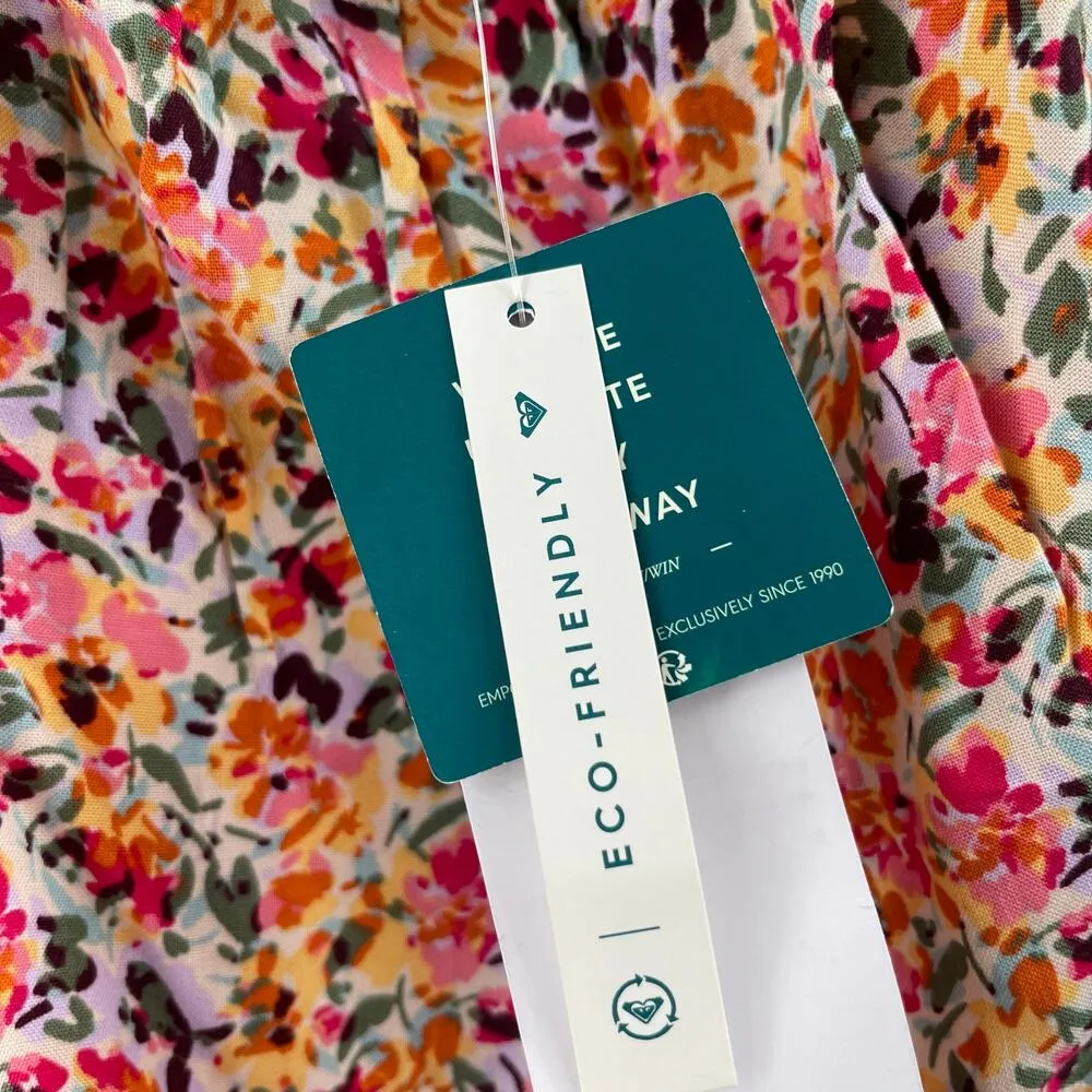 ROXY Romper Size Medium NWT Floral Off the Shoulder Another Day Printed Beach - Image 8