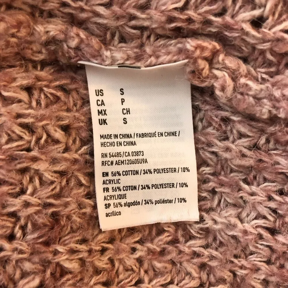 American Eagle Chunky Knit Mock Neck Oversized Sweater Pink Size S - Image 4