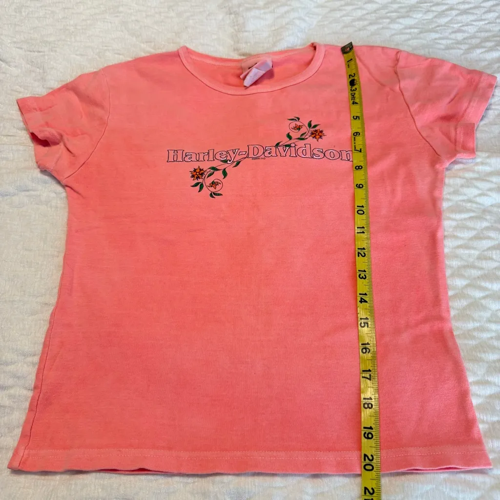 Harley Davidson Blocker Parryville PA T Shirt Women’s Size Small Floral Cotton Orange - Image 6