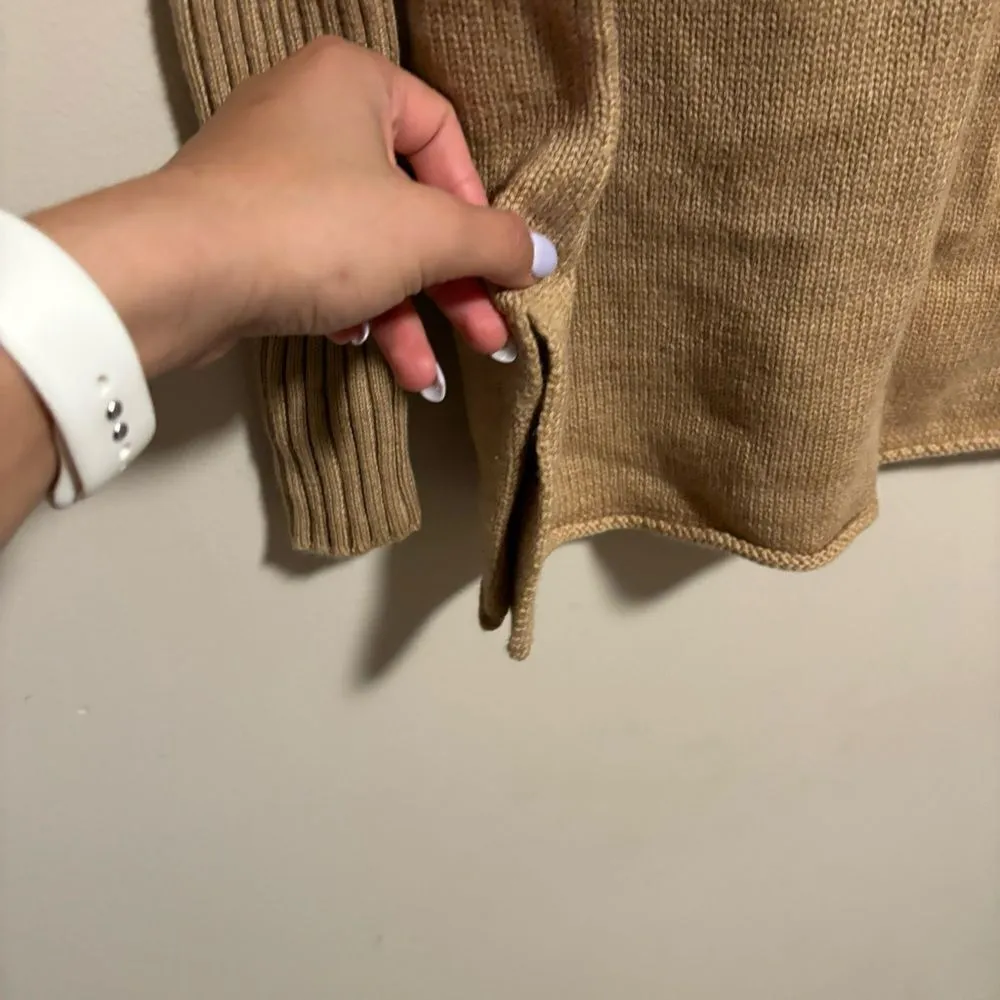 Tory Burch Mock Neck Merino Wool Oversized Tan Sweater- Size Small - Image 8