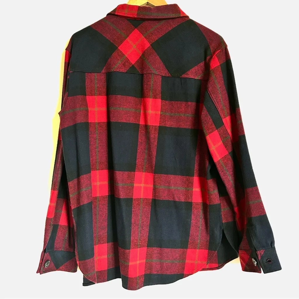 Sanctuary Red Buffalo Check Flannel Shacket Size Medium Plaid Fall Cabincore - Image 2