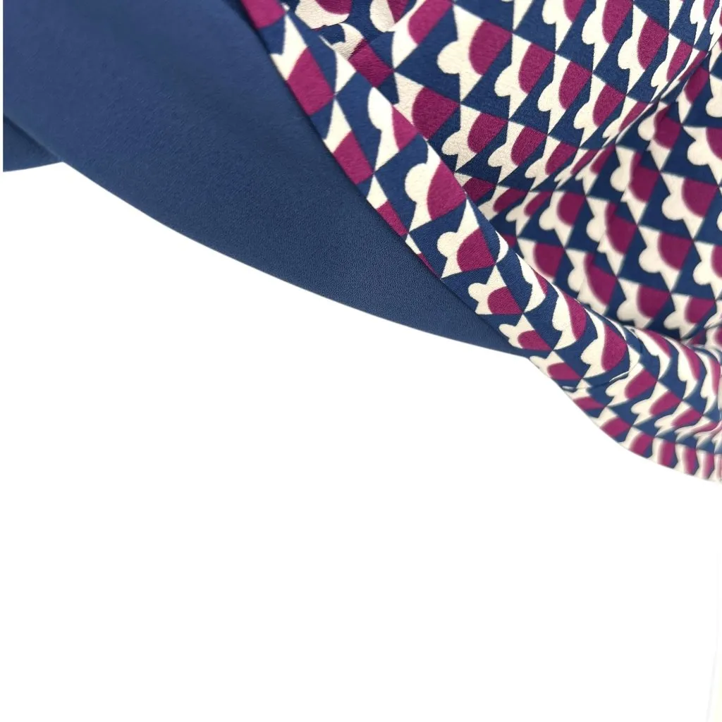 Babaton V-Neck Short Sleeve Multicolor Geometric Pattern Blouse Size XXS - Image 8