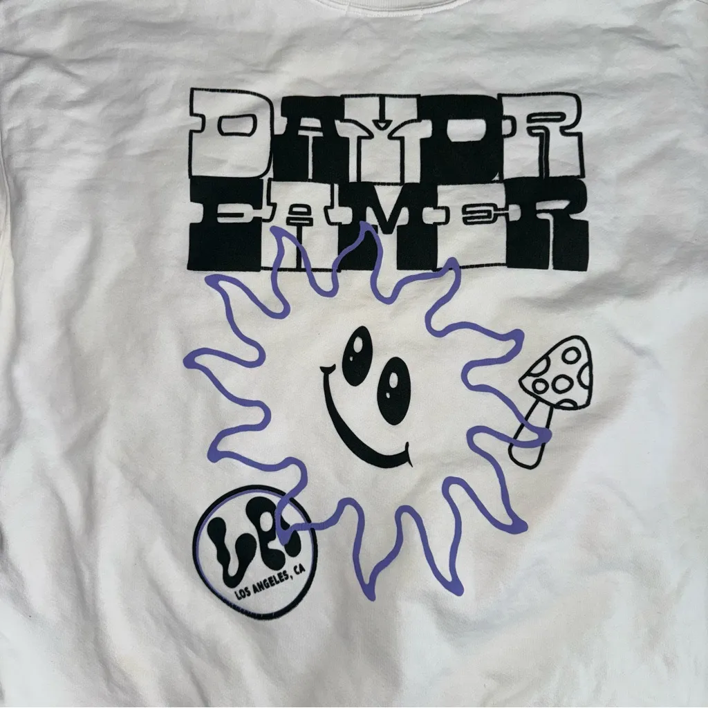 Daydreamer LA Black & White Sun & Mushroom Crewneck Sweatshirt - Size Large - Image 5