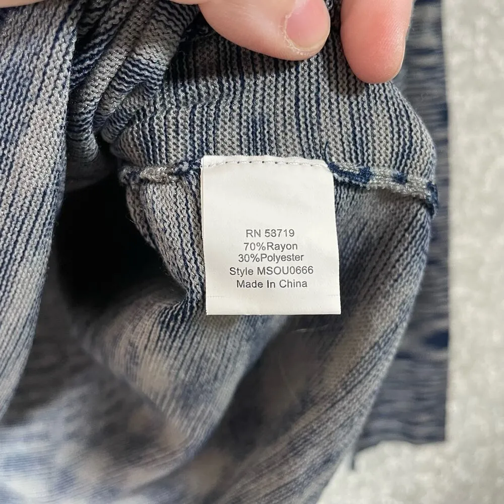 Notations Women's Blue & Gray Ikat Boho Cowl Neck Sweater - Size XL - Lagenlook - Image 6