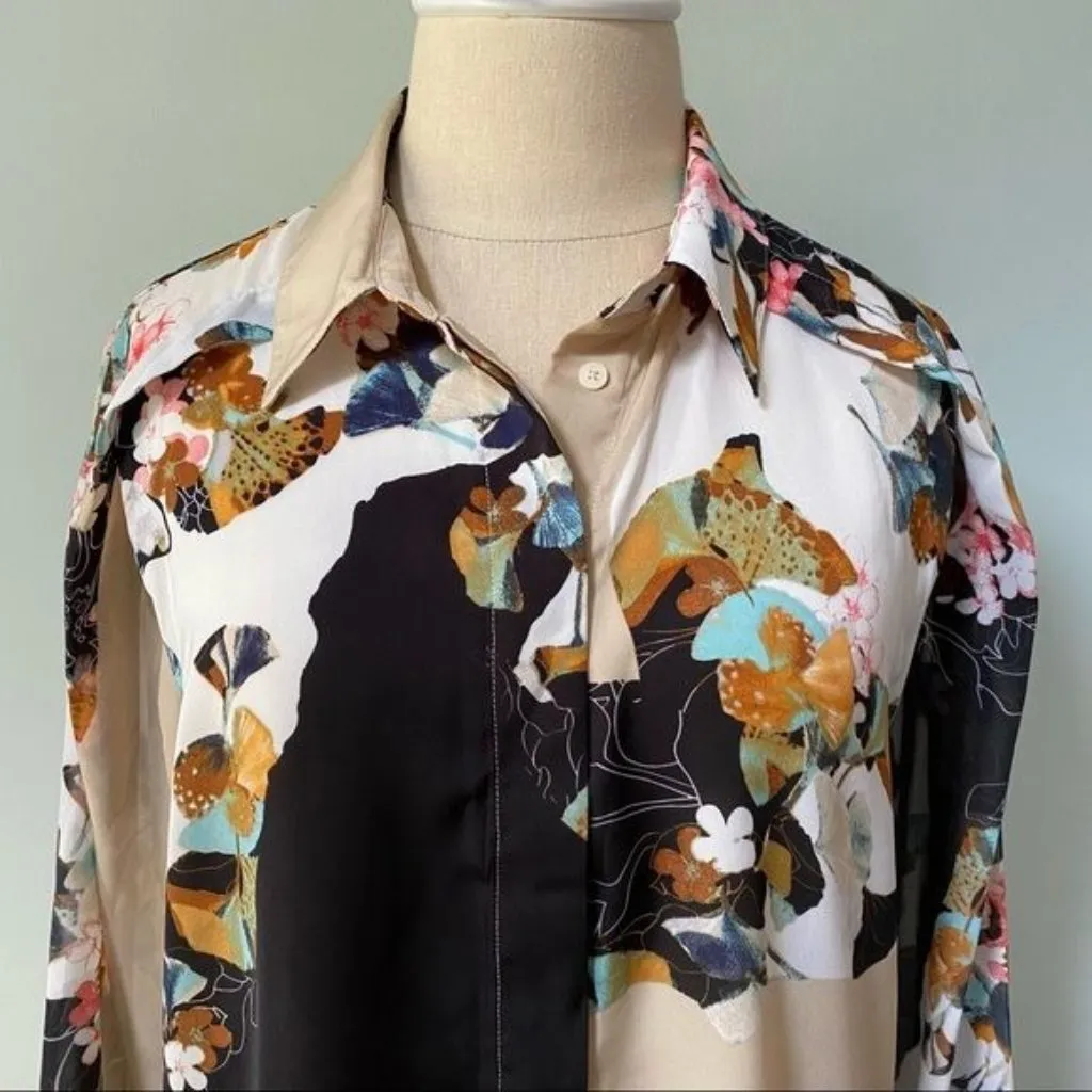 3.1 Phillip Lim Target Abstract Floral Blouse Shirt Black Size M - Image 2