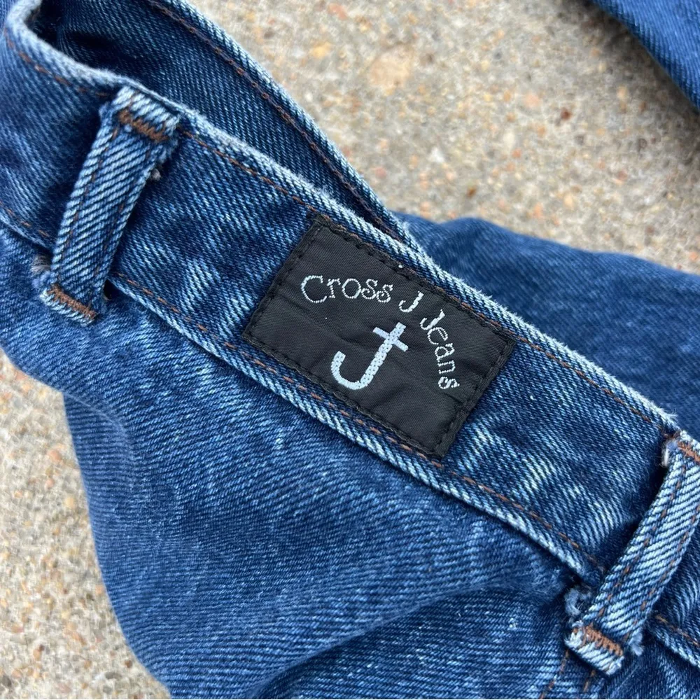 90s Cross J jeans high rise bareback western style with rivet detail down back Blue Size 29 - Image 6