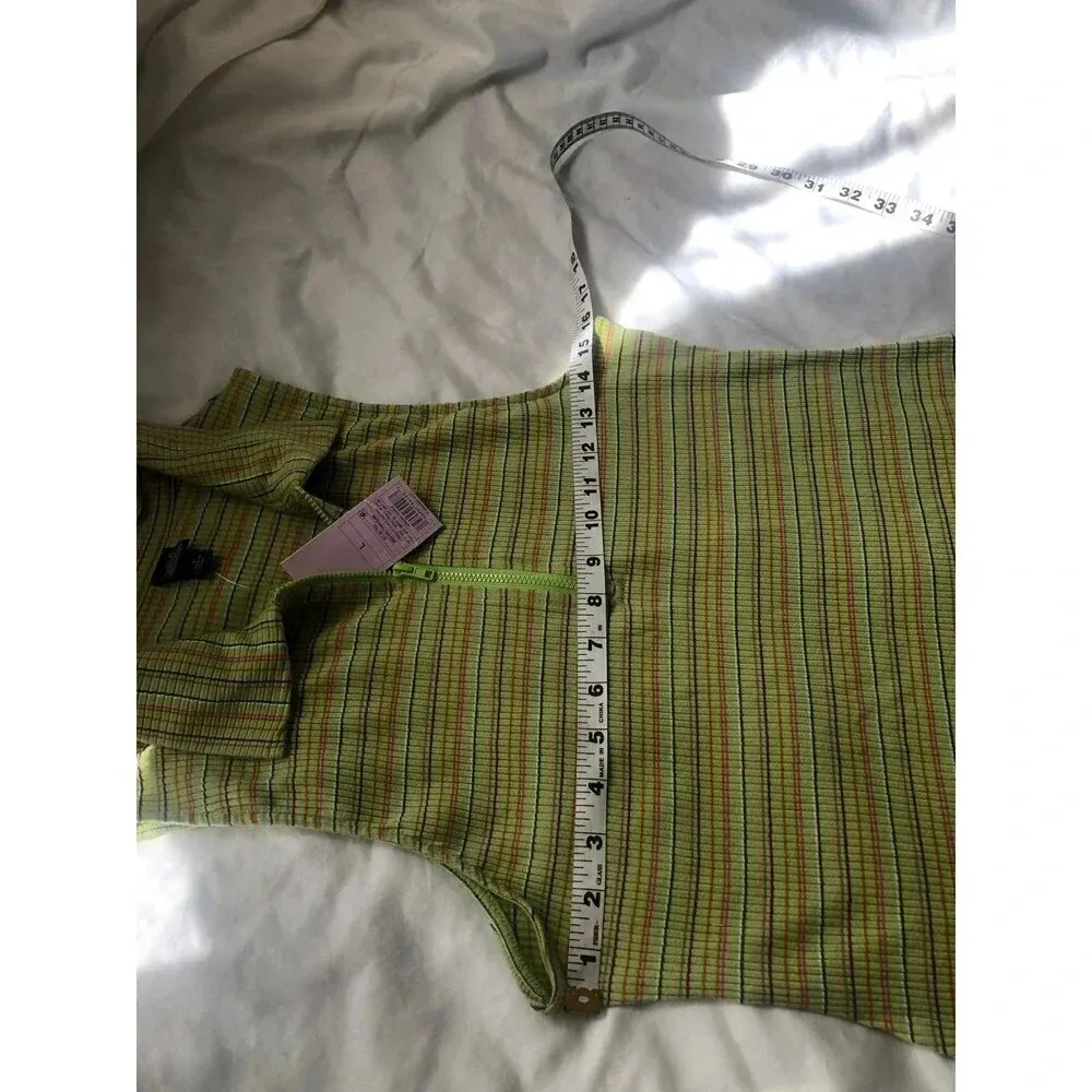 Women’s Polo Dress, Sleeveless Bodycon green striped - Size L - Image 4