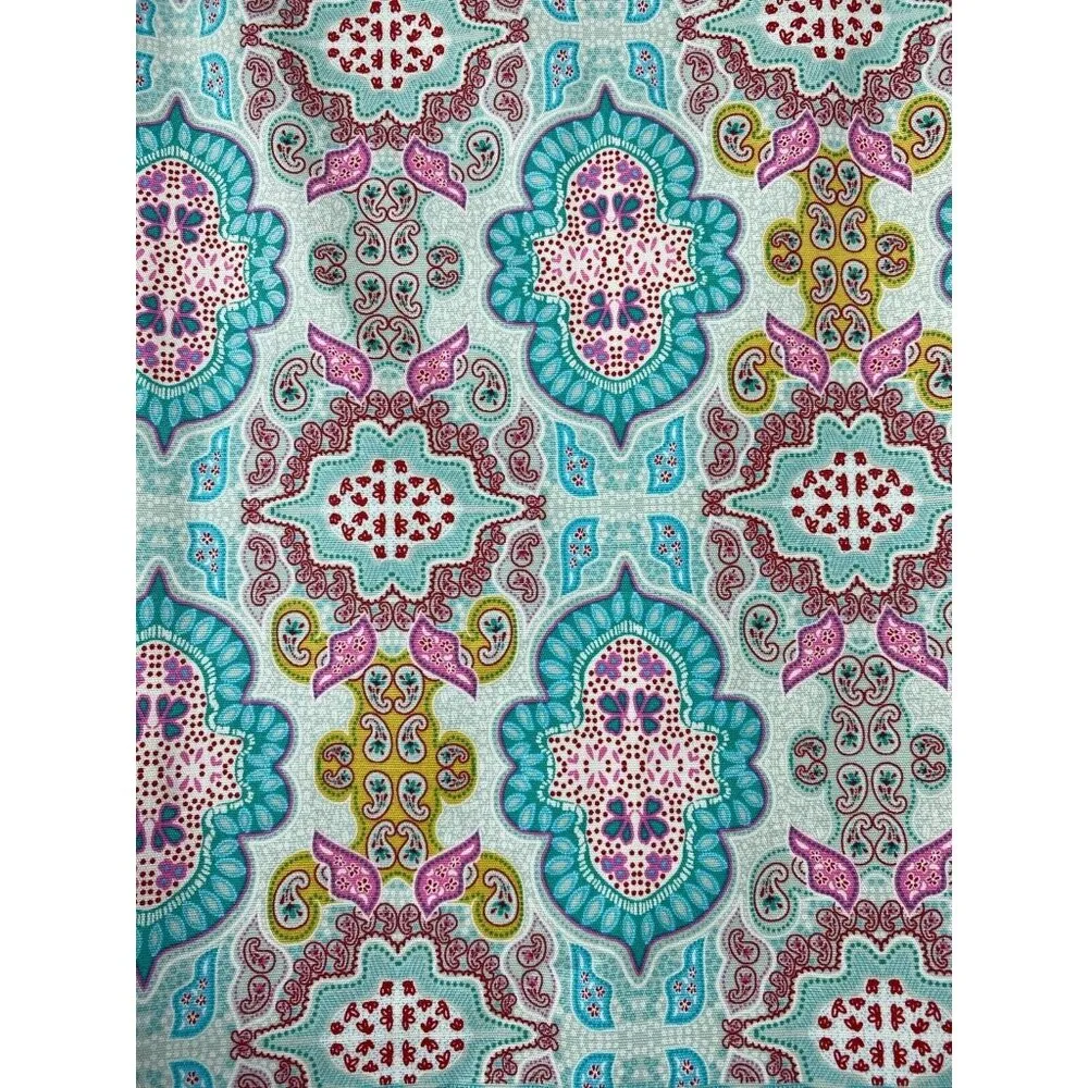 Talbots Women Pastel Artsy Pencil Skirt Size 6 Blue Pink Cotton Stretch Colorful - Image 3