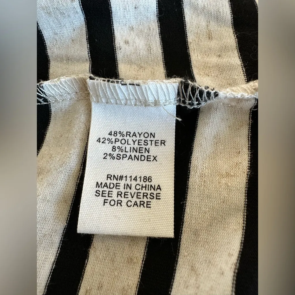 Like New - 89th + Madison Striped Top - Black. - Image 5