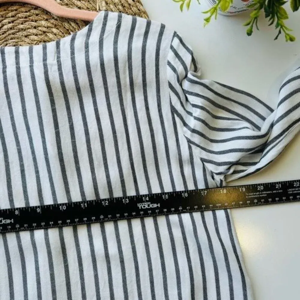 Cloth & Stone Women's‎ Button-Back Striped Top Size XS Frayed Hem Flared Sleeve - Image 7
