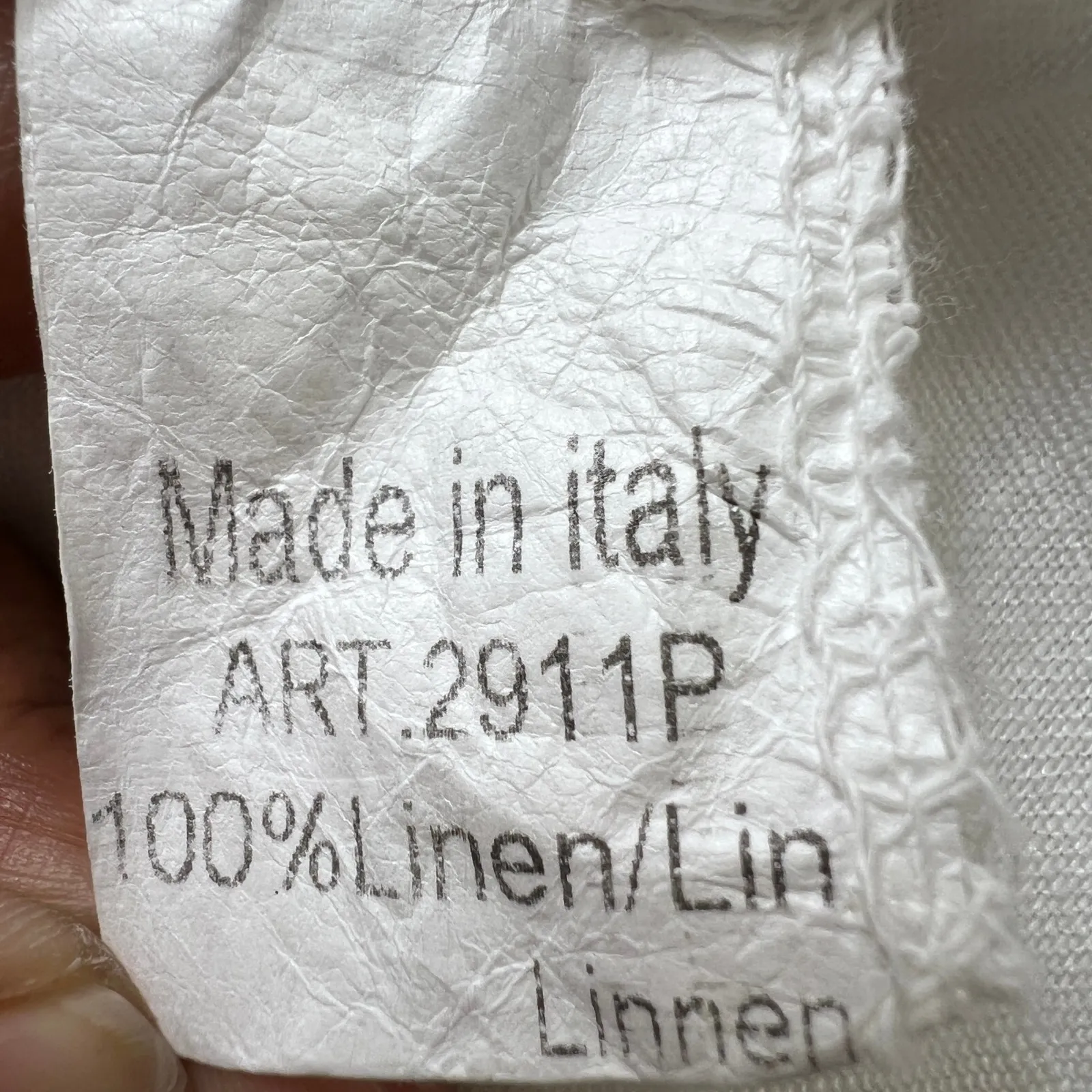 Lungo L'Arno XL White‎ 100% Linen Top Made in Italy Textured Yoke Short Sleeve White - Image 5