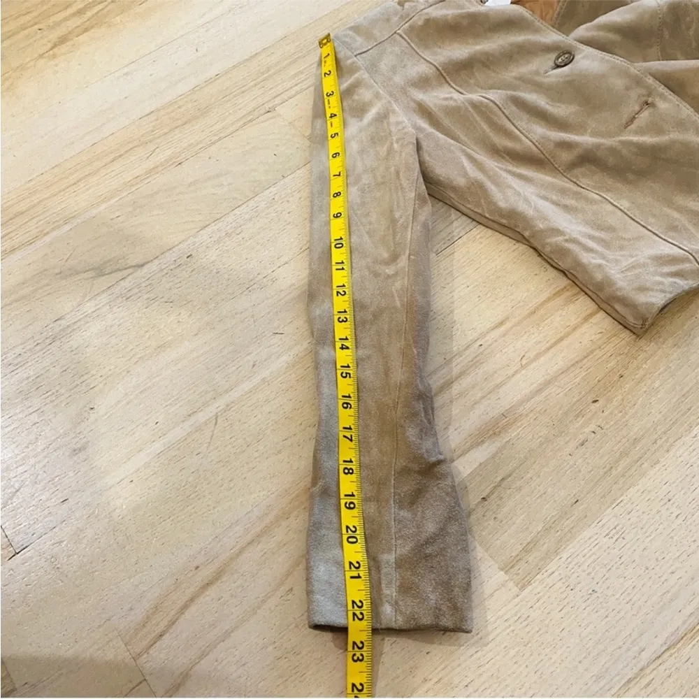 Vintage blazer cropped suede leather boho jacket Tan - Image 14