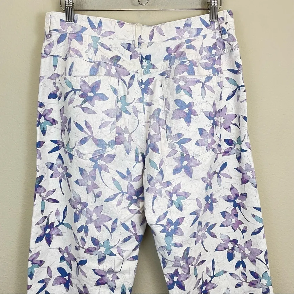 Isabel‎ Marant Floral High Rise Straight Leg Jeans Ecru Size 42/10 - Image 8