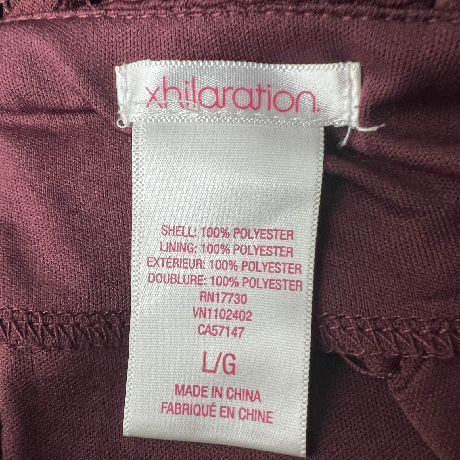 Xhilaration High Waisted Eyelet Burgundy Juniors Circle Skirt Size Large - Image 3