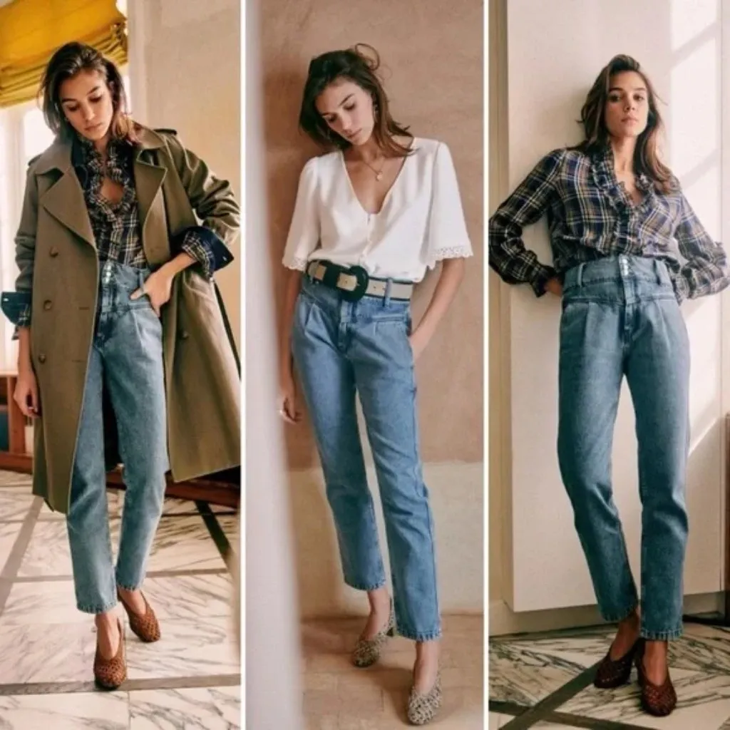 💕SEZANE💕 Sama High Waisted Tapered Jeans ~ Blue Denim 36 EU = US 4 NWT - Image 3