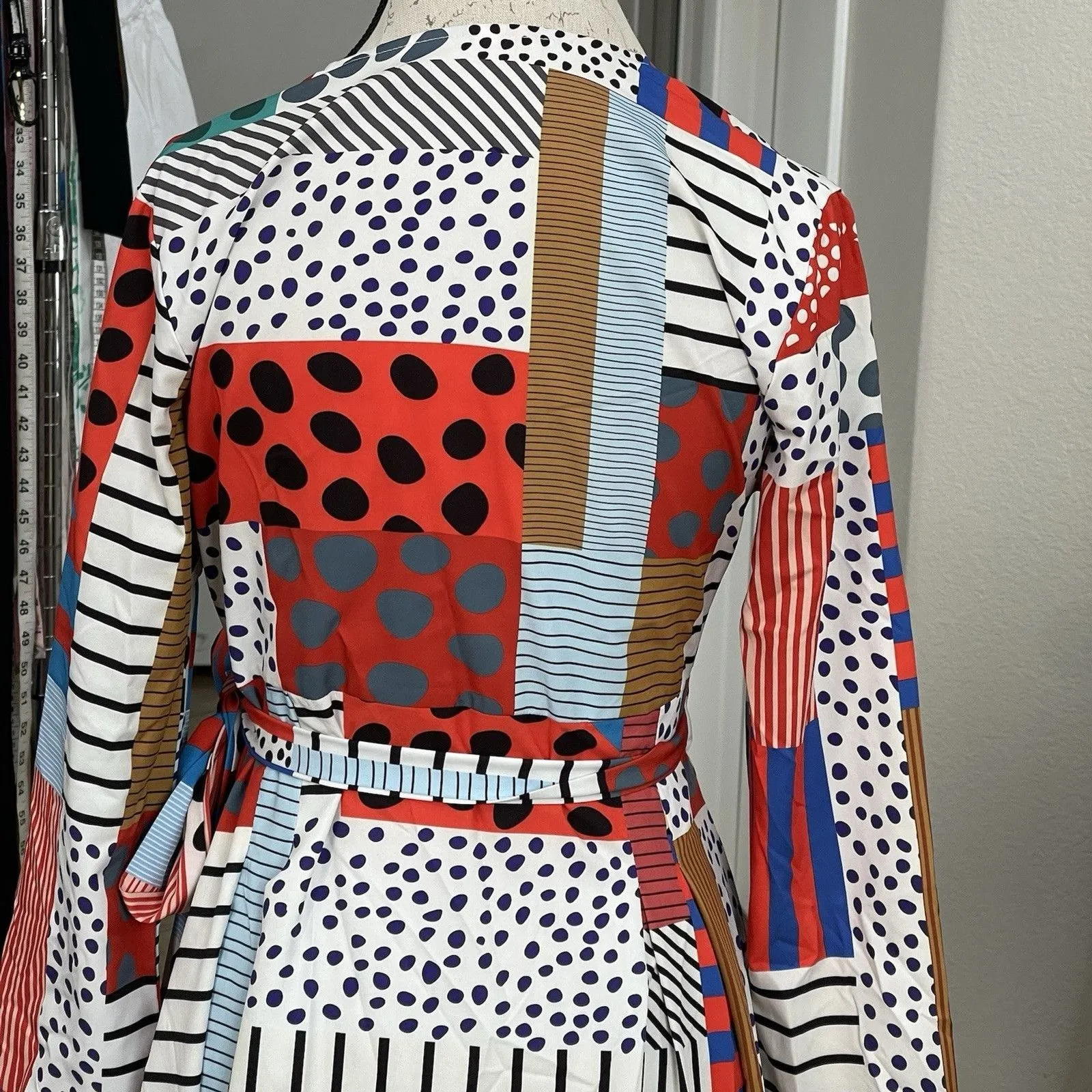 Shein Womens Dress Sz Small Maxi Wrap Polka Dots Retro Y2k 90s 70's Inspired - Image 9