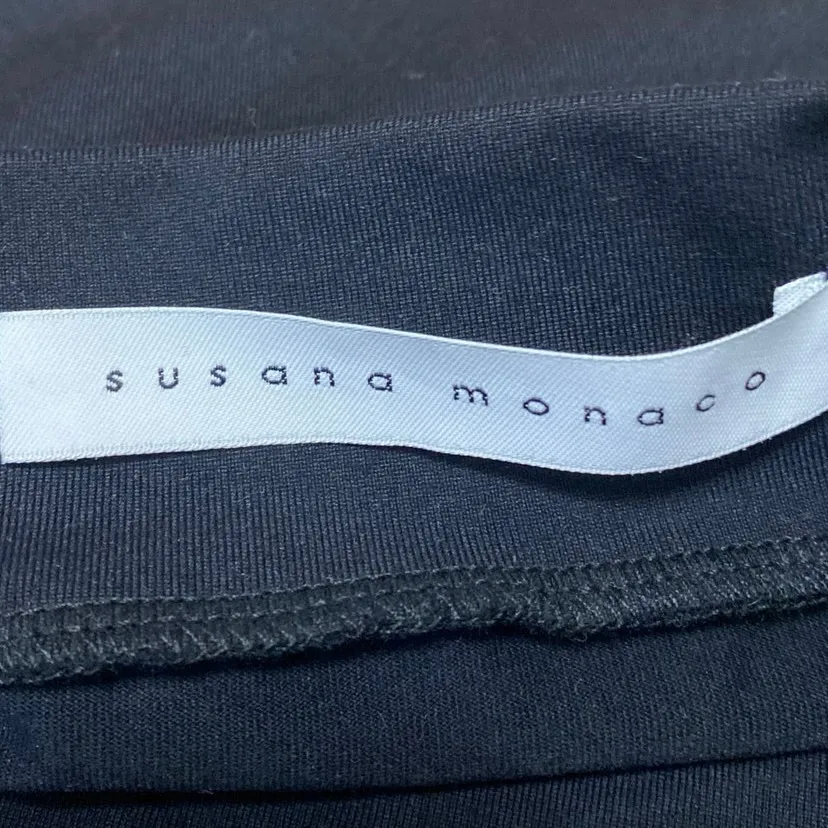 Susana Monaco Women's Black High Waisted Slit Pull On Pencil Mini Skirt Size S - Image 4