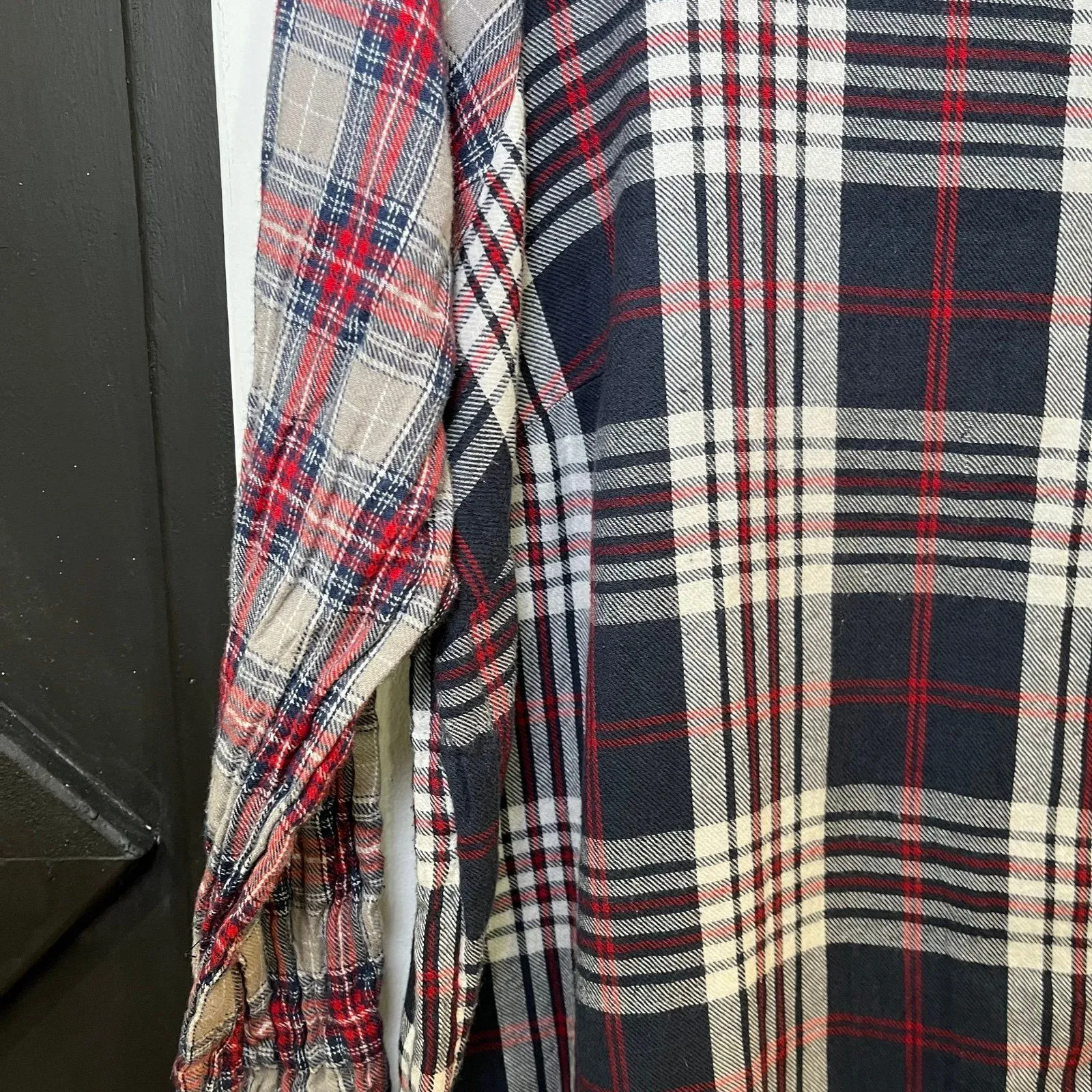 ASOS Plaid Button Up Longsleeve Ruffle Smock Dress Size 16 - Image 3