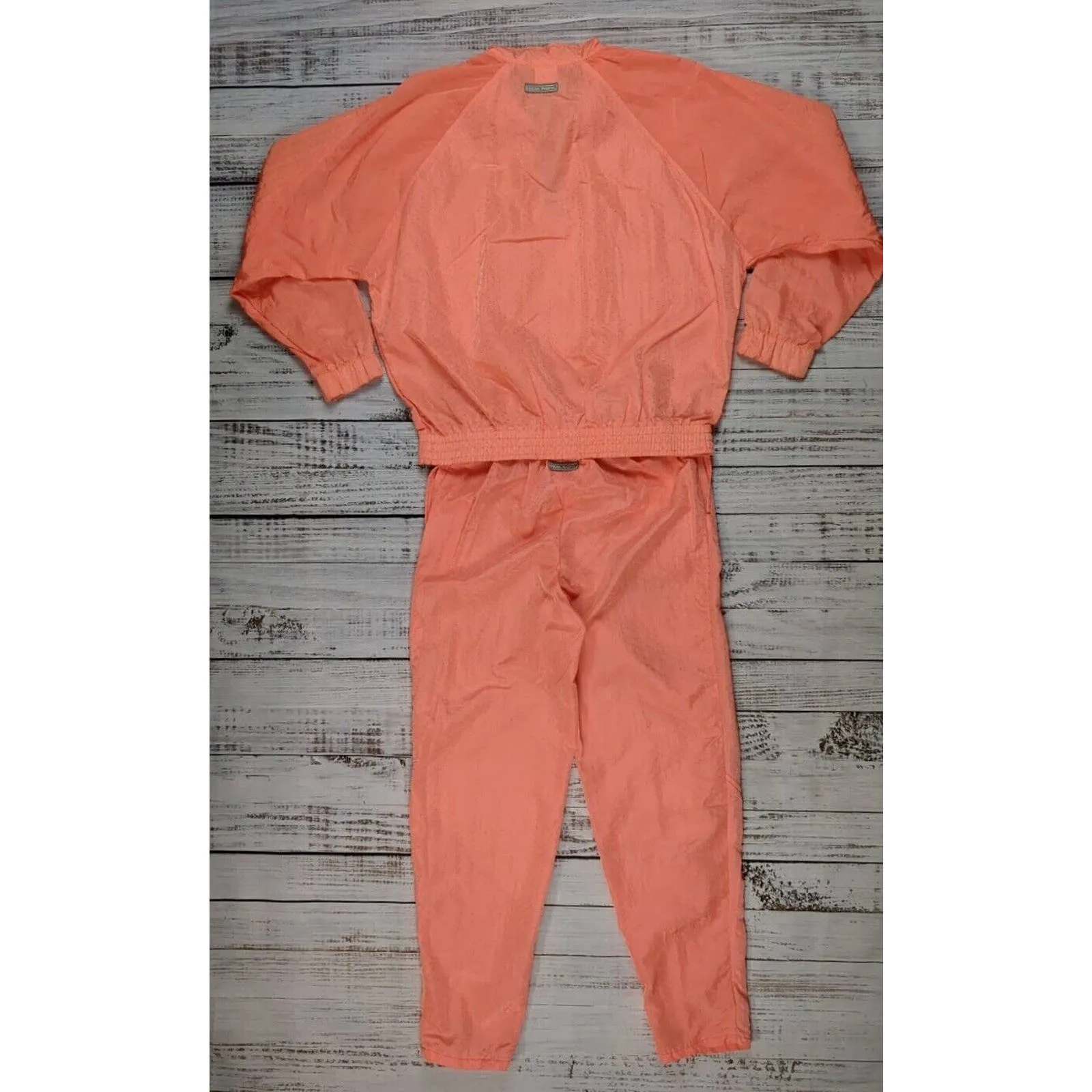 Vtg OP Ocean Pacific Neon Orange Peach Windbreaker Track Suit‎ Jacket Pants sz S - Image 2